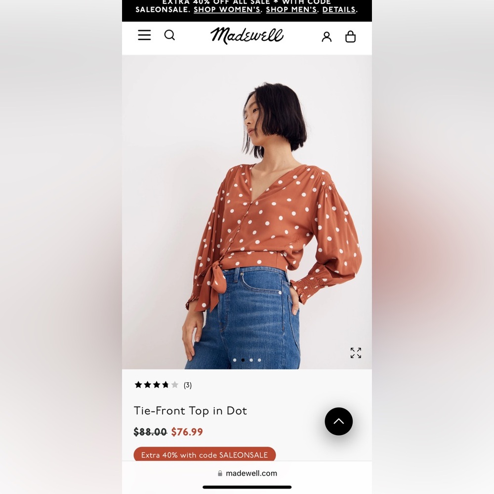 Madewell polka dot tie top